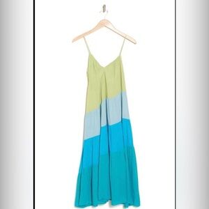 NWT - LUCY PARIS Positano Colorblock Maxi Dress In Blue Multi - XS